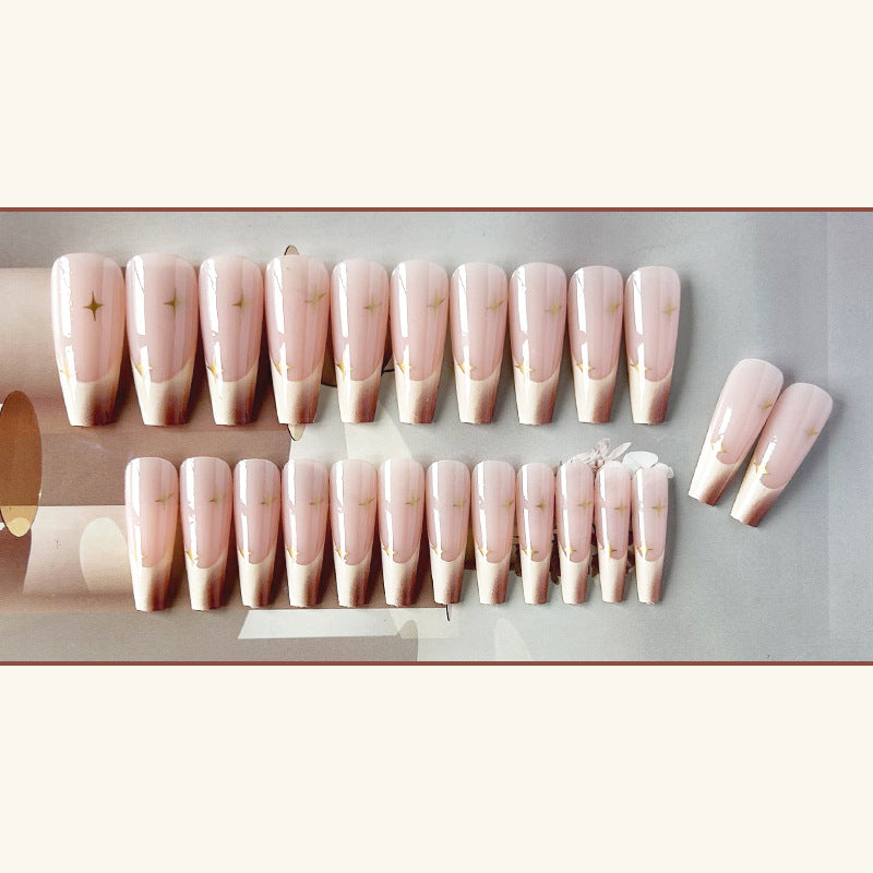 星星晕染穿戴甲法式nails 跨境美甲片外贸假指甲棺材甲型美甲贴片