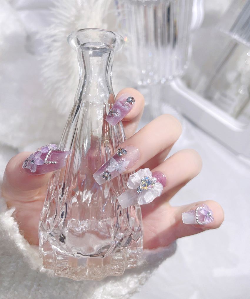 Fashion  nail New Nail Beauty Wear a High-Grade Pure Desire Wind Nail Patch Wear a Bow Nail Stickers Wholesale U7