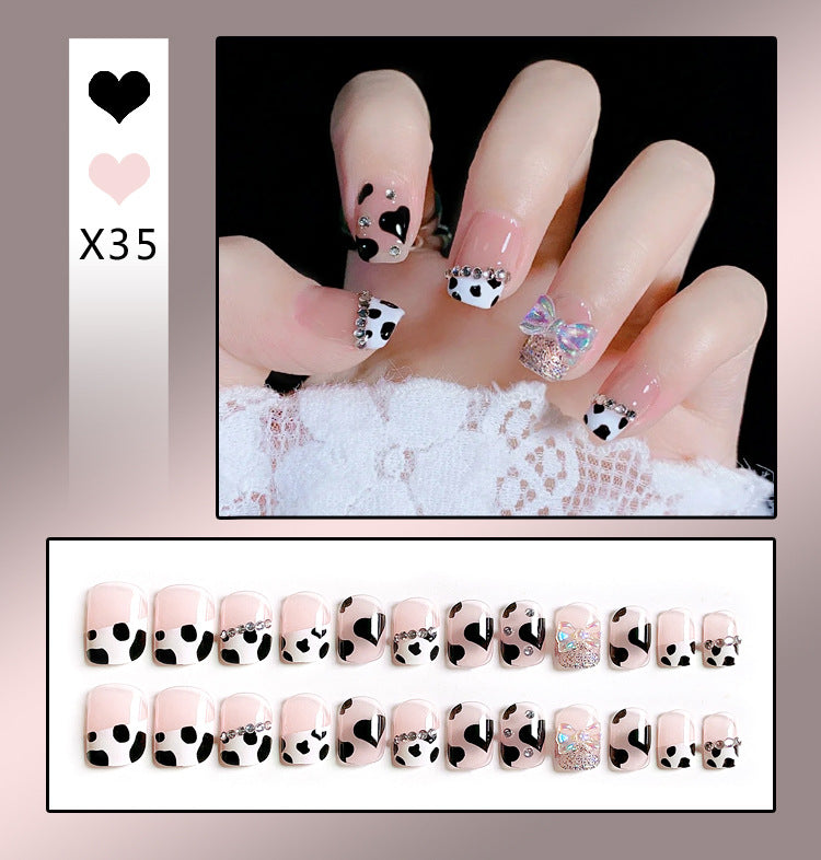 Fashion  nail Handmade Wear Nail Wholesale Internet Hot Diamond in the Debris Butterfly Glitter Nail Tips Finished Product Nail Patch Jelly Glue