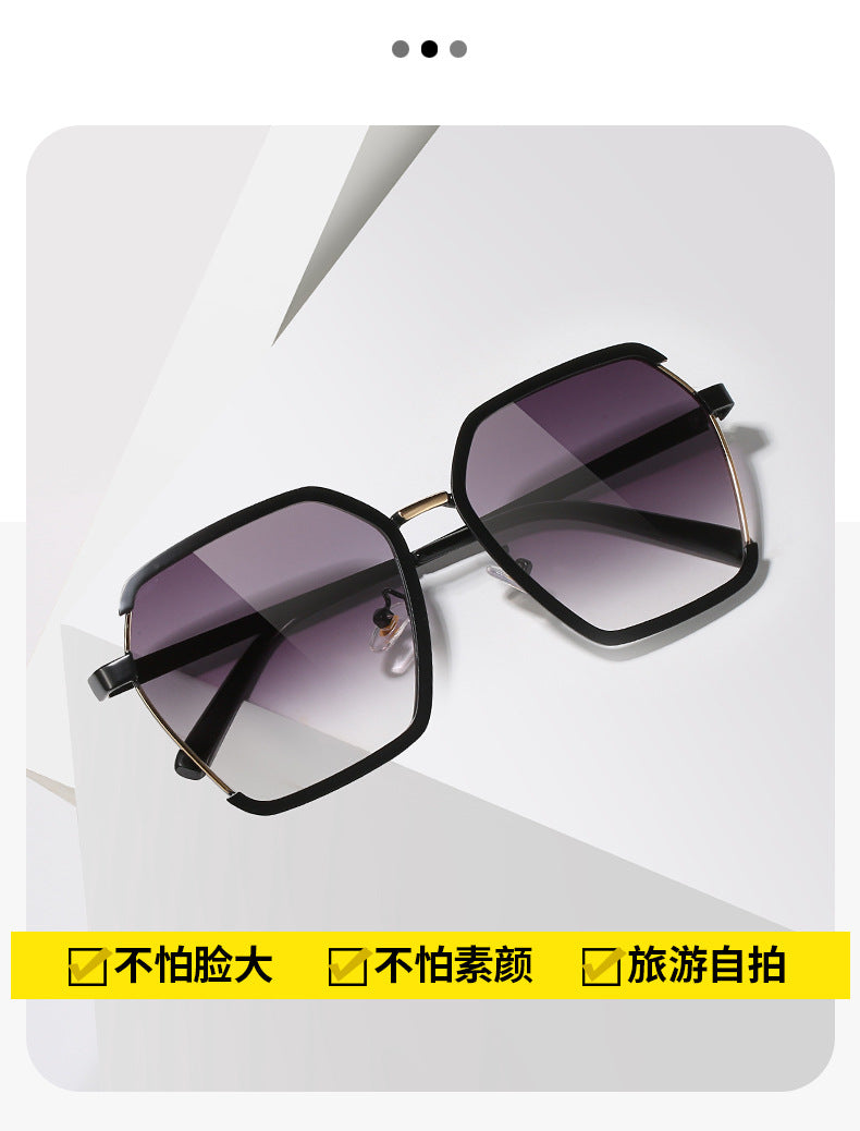 Women's fashion glasses2022年新款时尚墨镜女士防紫外线潮太阳眼镜大脸显瘦海边网红款夏