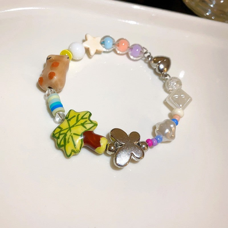 珠宝首饰网红款多巴胺彩色陶瓷手链小众ins百搭手串闺蜜diy手饰批发女