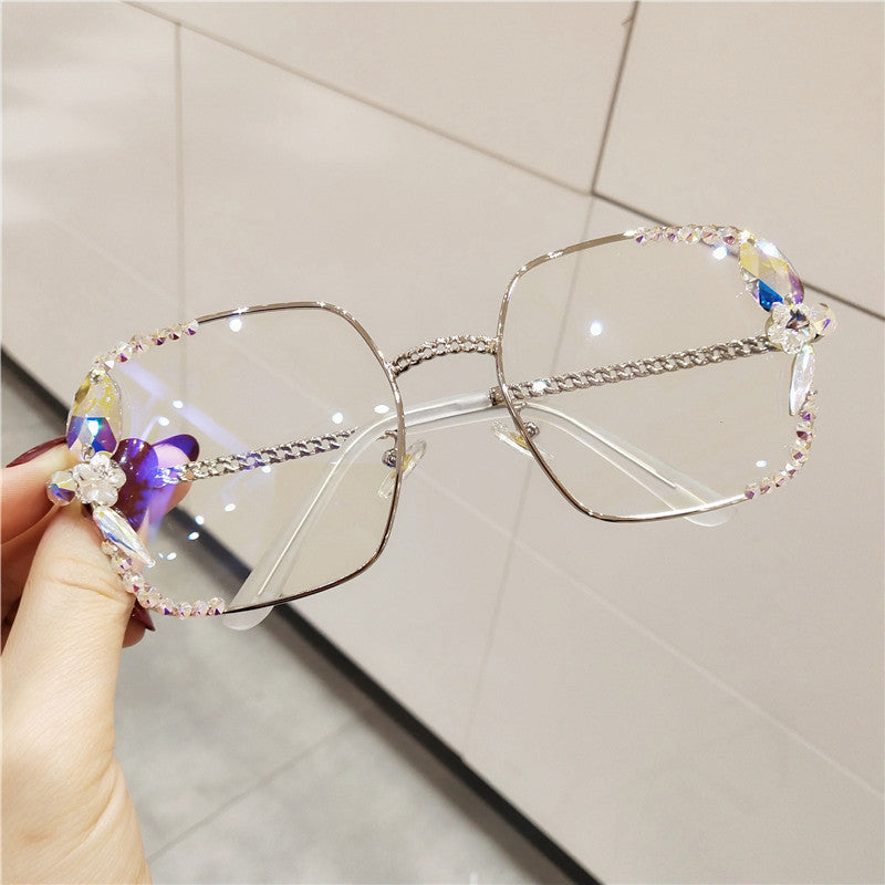 Women's fashion glasses 定制加工跨境款抗防蓝光眼镜女电脑护目平面无度数玩手机保护眼睛
