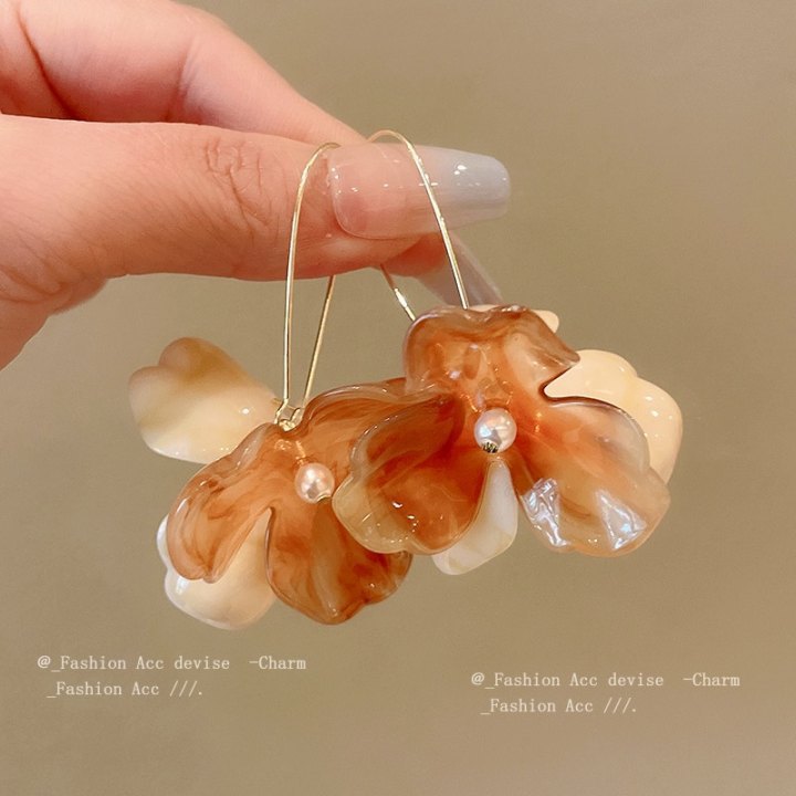 红咖色银针虎眼石耳环港风复古高级感耳钉小众百搭气质耳饰批发女