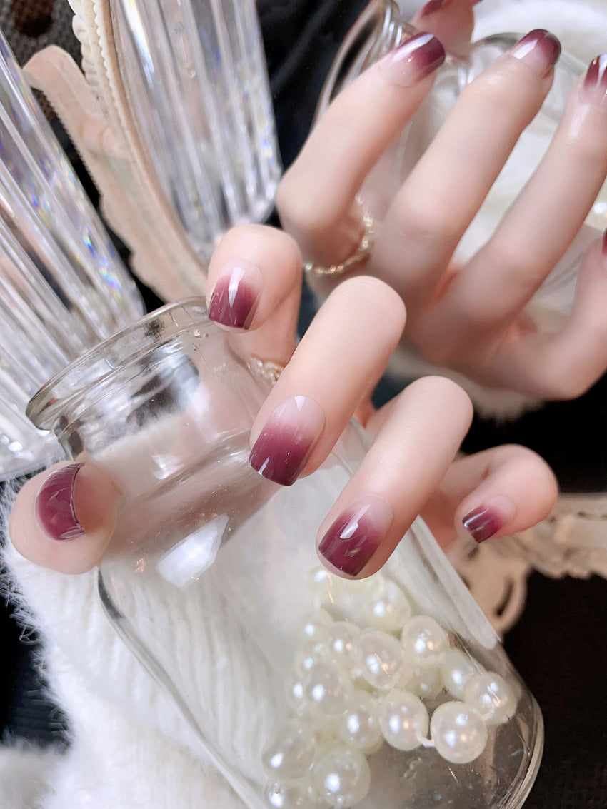 Fashion  nail Tina Finished Nail Beauty Internet Celebrity Same Ins Gradient Long Fake Nails Nail Stickers S54