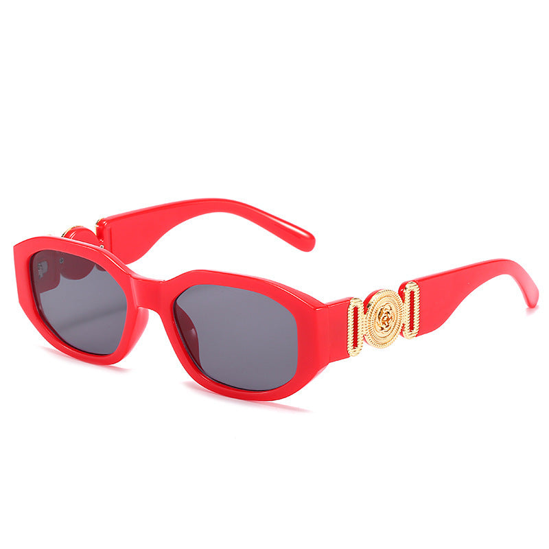 Women's fashion glasses 2024新款小方框太阳镜 欧美潮流人头同款多边形眼镜 个性花纹墨镜
