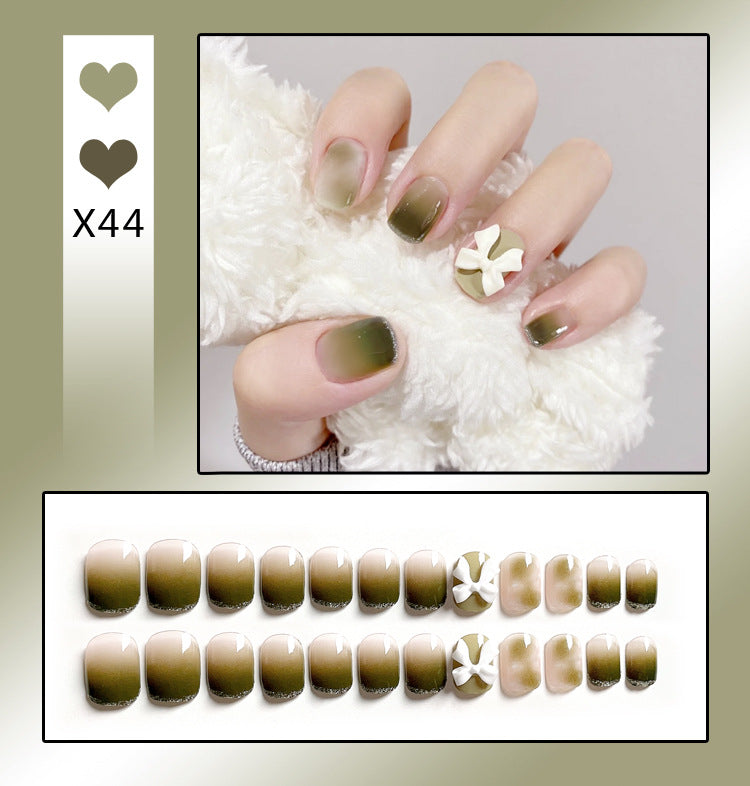 Fashion  nail Handmade Wear Nail Wholesale Internet Hot Diamond in the Debris Butterfly Glitter Nail Tips Finished Product Nail Patch Jelly Glue