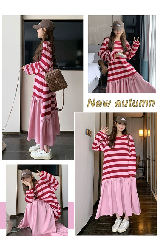 Dopamine dress Free shipping Tattoo Dopamine wears a sweater dress for women's spring and autumn 2024 new milk sweet girl loose lazy wind fishtail dress