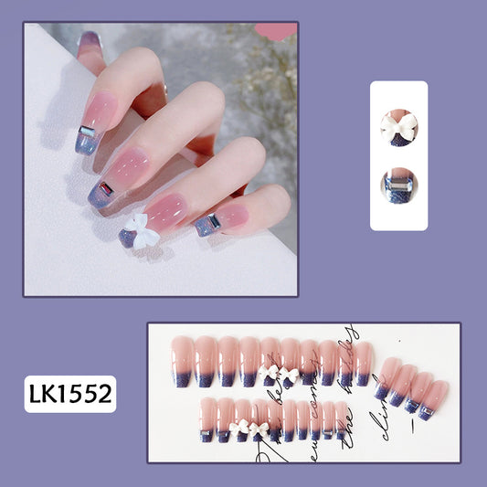 蓝莓果冻渐变美甲成品甲片美甲假指甲片指甲贴片可拆卸穿戴美甲片
