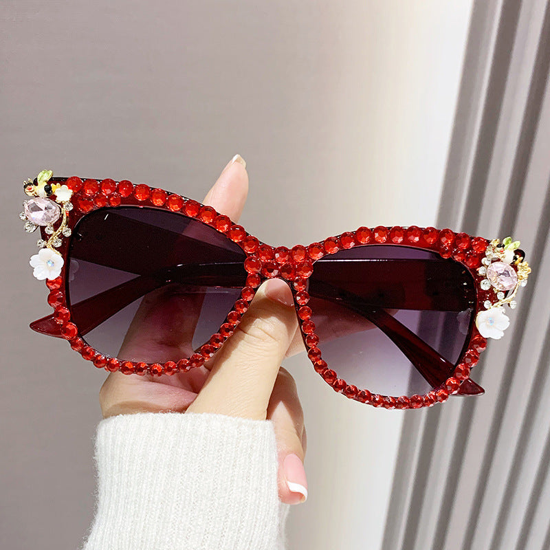 Women's fashion glasses 跨境水钻防蓝光眼镜女抗疲劳眼睛素颜显瘦护目镶钻平光镜无度数