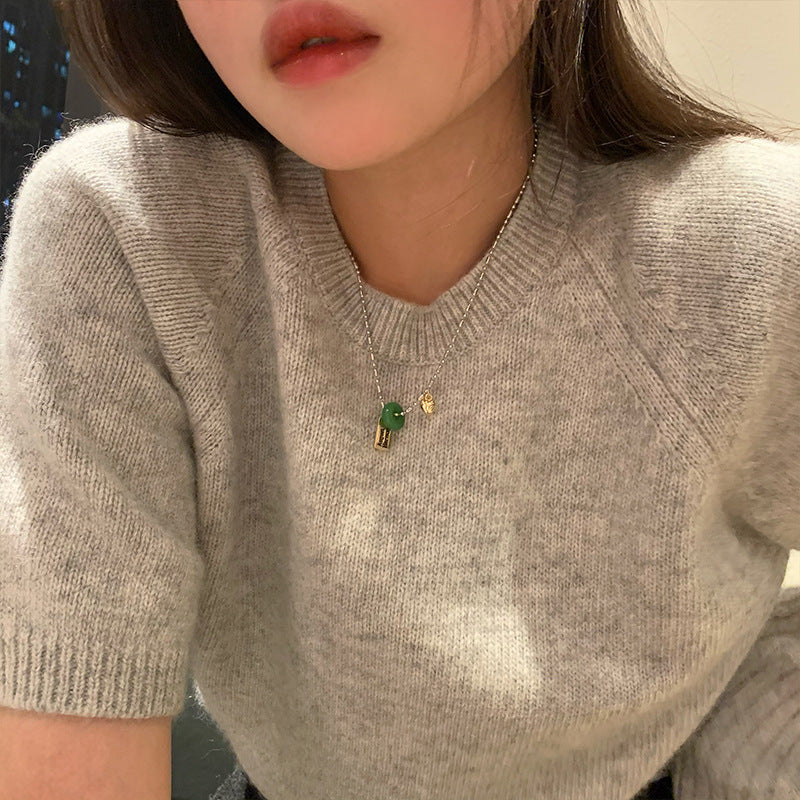 早秋~钛钢方形链条项链韩国简约百搭毛衣链新品西太后饰品批发女