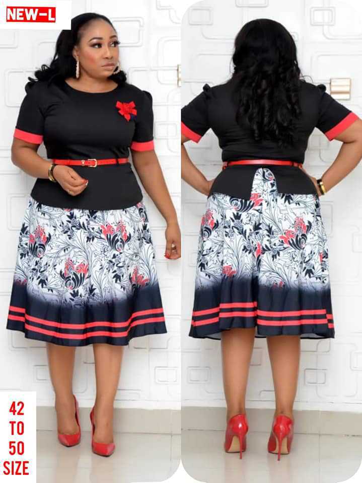 Fashion women's wear 2XL 6XL   plus Size Women's Clothing New round Neck Short Sleeve Wide Hem Printed Stitching Dress Jx024