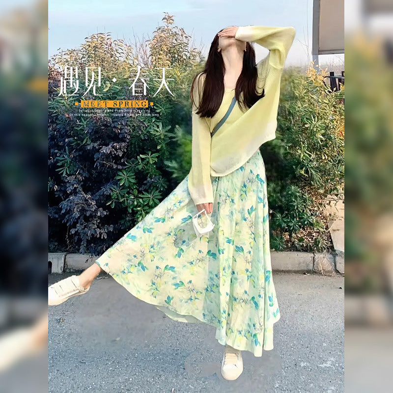 Dopamine dress Free shipping Tattoo Mint Mambo Wind Dopamine Wear Dress Spring Women's 2024 New Korean Late Evening Wind Gentle Suit