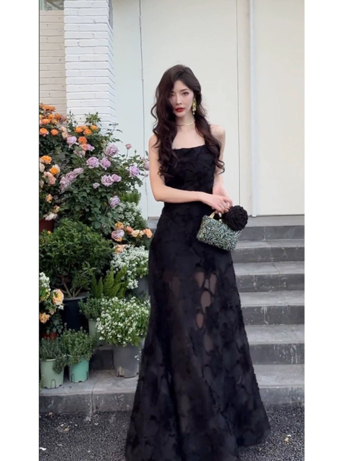 Fashion women's wear Summer Dress French Style Temperament Dress 2024 Early Spring New Black Camisole Sexy Dress Long Dress Women's Spring