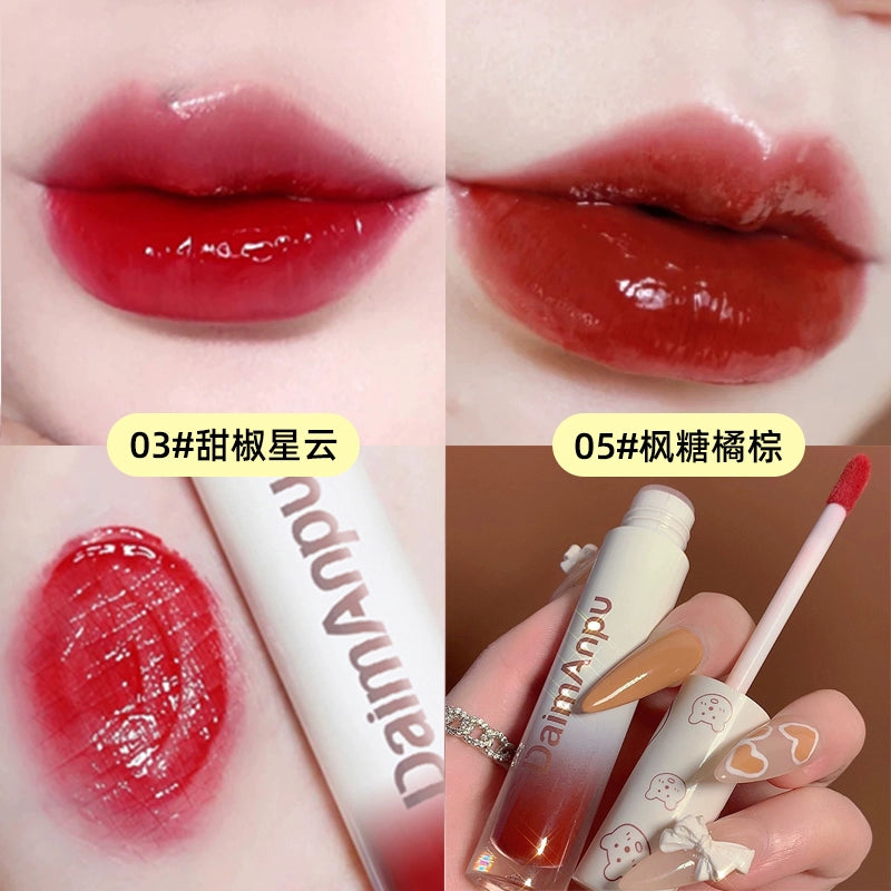 小熊口红唇釉镜面水光玻璃唇蜜持久不掉色沾杯学生显白流行嘟嘟唇口红