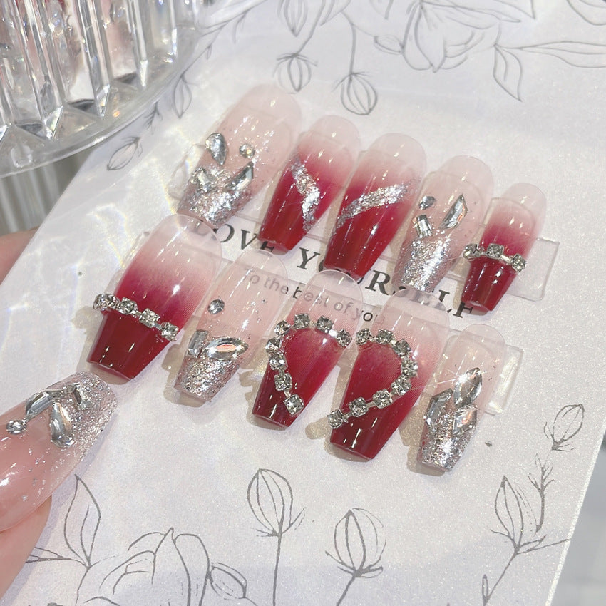 Fashion  nail New Diamond Manicure Wear Nail Ins Advanced Pure Desire Style Nail Patch Wear Nail Love Nail Stickers A43