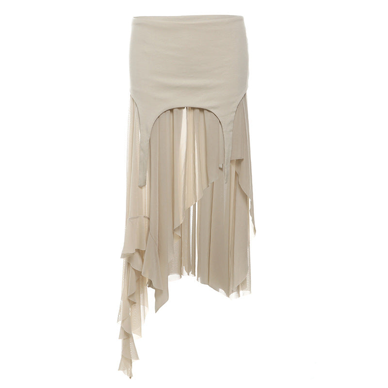 Free shipping  summer new women's clothing solid color slim fit street fashion high waist irregular skirt women dress