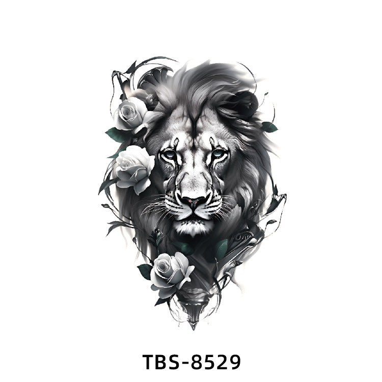 Free shipping Tattoo Small Full Arm Waterproof Tattoo Sticker Half Sleeve Arm Lion Animal Long-Lasting Cross-Border European and American Tattoo Sticker Paper Tattoo