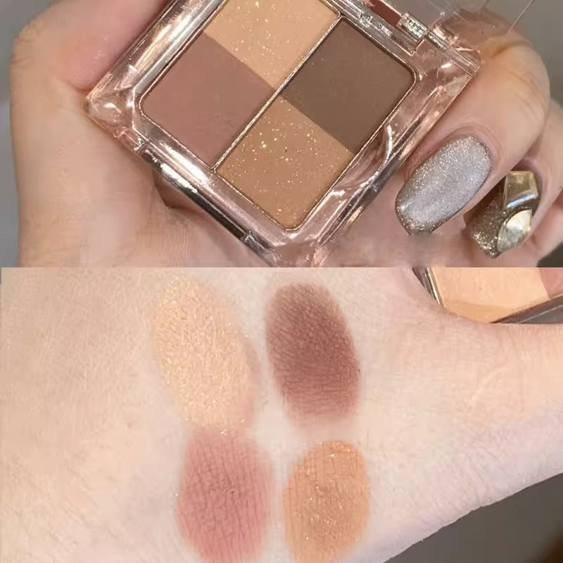 Small and exquisite eyeshadow tray three colors pearlescent matte fine Earth Shine fairy eyeshadow