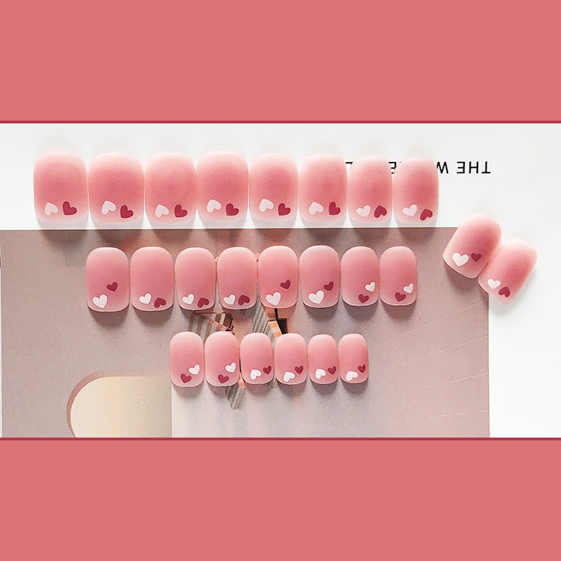俏皮爱心穿戴甲腮红指甲贴片可爱美甲片假指甲美甲贴片成品甲批发