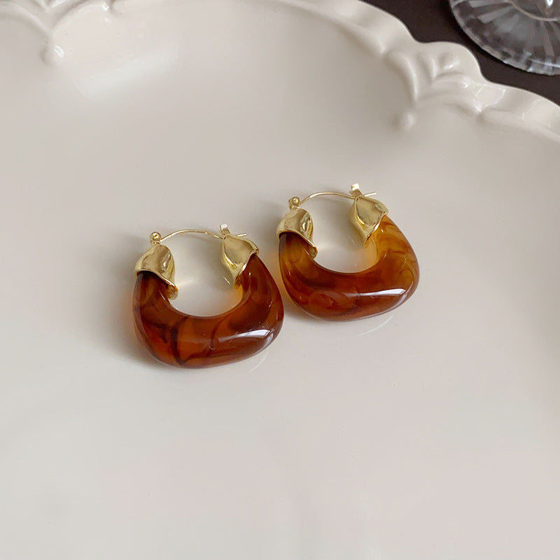 银针美拉德咖色爱心耳环时尚复古设计感耳钉轻奢高级感耳饰批发女
