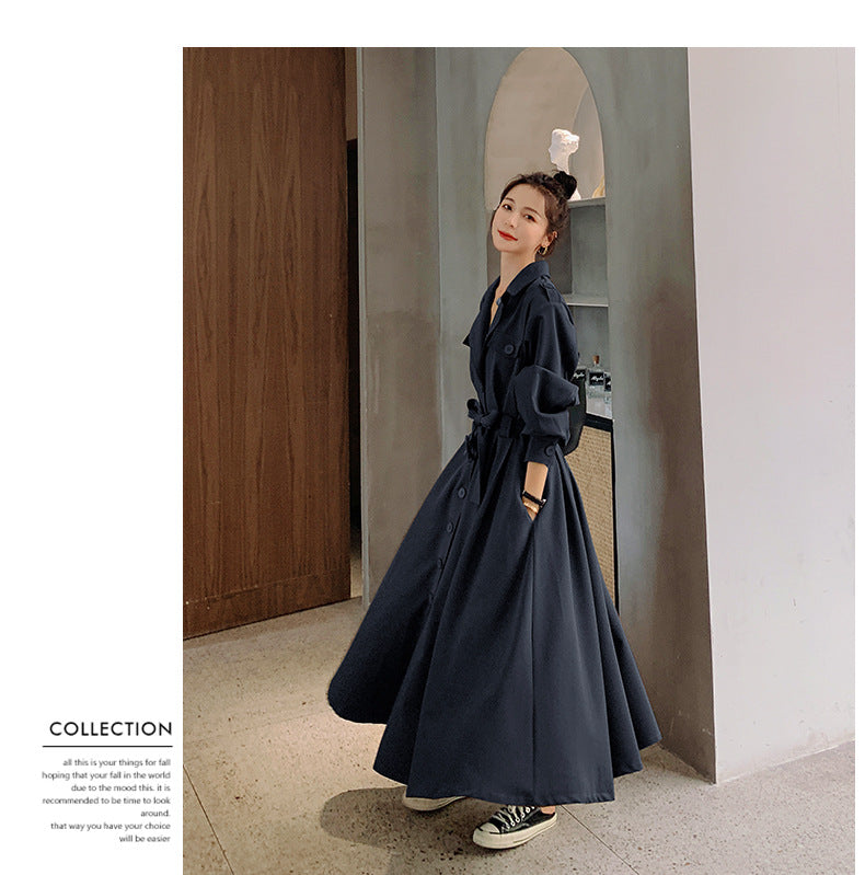 Fashion women's wear Real Shot Large Skirt Windbreaker Dress Women's Mid-Length 2024 Autumn and Winter Clothing New Waist Trimming Fashion Fashion Coat