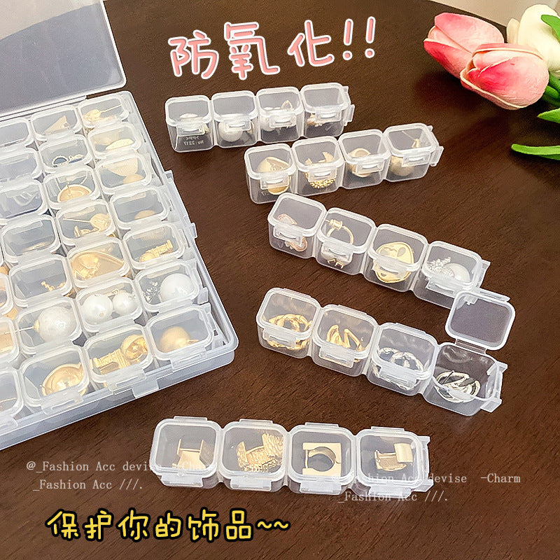 简约透明防尘耳环耳钉项链首饰盒多格收纳盒戒指设计饰品盒子批发