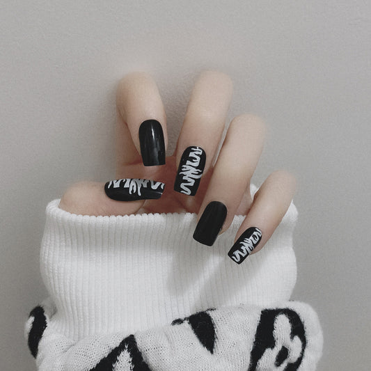 Fashion  nail Fake Nail Patch Wear Armor Finished Product Nail Tip Nail Stickers Dark Nail Patch Stall Supply Manufacturer P159