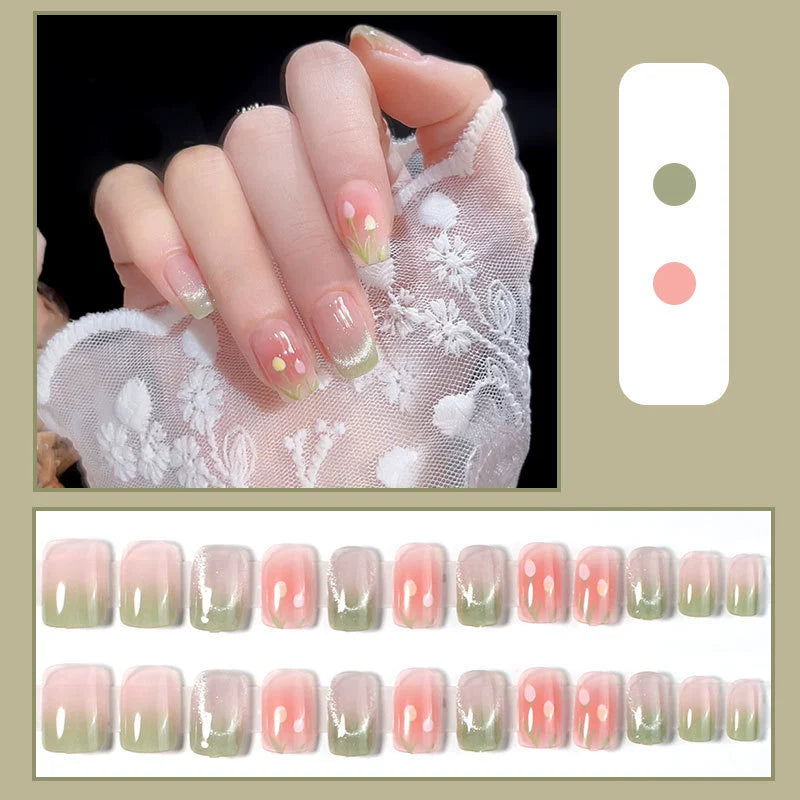 (Hand-made nail) French nail armor long black small fragrance simple white high-grade sense nail piece bride pregnant woman finished product.