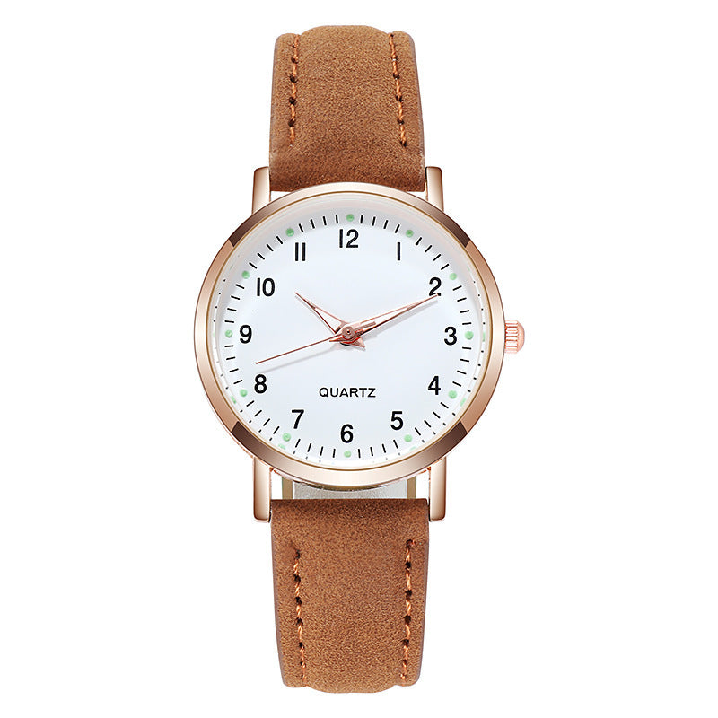 Fashion women's watchNew Simple Digital Men's and Women's Luminous Watch Small Fresh Matte Leather Casual Watch Women's Quartz Watch