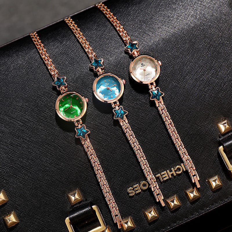 Fashion women's watchWomen's Bracelet Watch Fashion Trend Korean Style Student Girlfriends Blue Lucky Star Internet Influencer Cold Style Watch Fresh