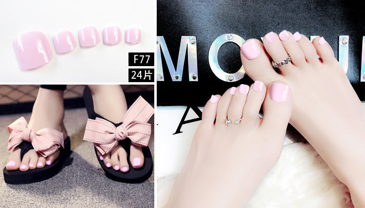 Fashion  nail Tina Finished Nail Beauty Fake Nail Patch Nail Solid Color Toenail Nail Sticker Nail Shaped Piece 24 Pieces F Series