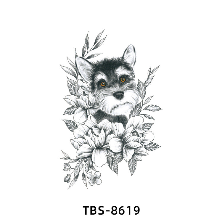 Free shipping Tattoo New Wholesale Small Flower Arm Waterproof Tattoo Sticker Half Sleeve Arm Back Color Animal Skull European and American Tattoo Sticker Paper