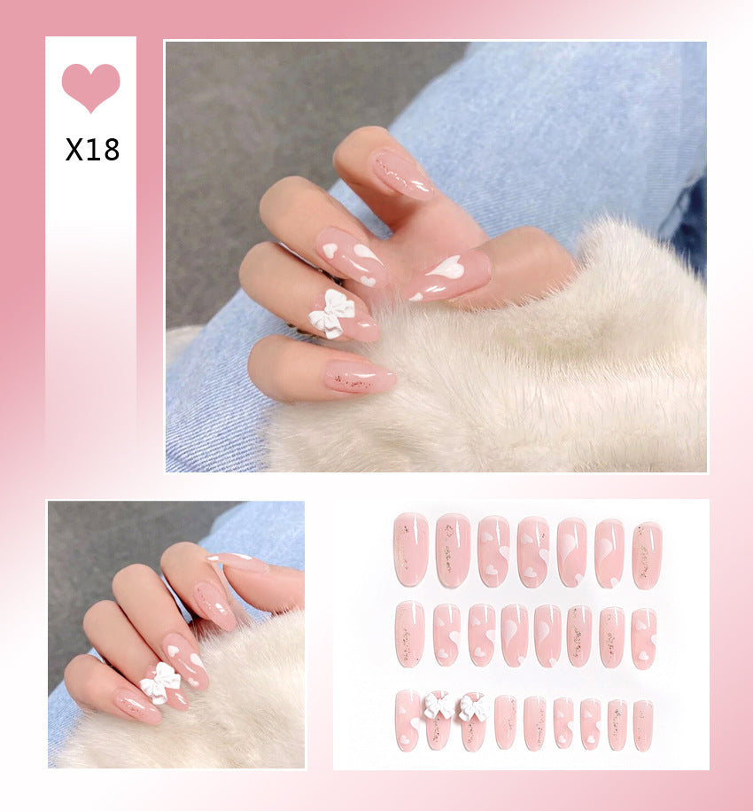 Fashion  nail Fake Nails Crystal Iced Butterfly Nail Art Nail Patch Bow Ballet Rhinestone Nail Beauty Nail Tip Wear Nail