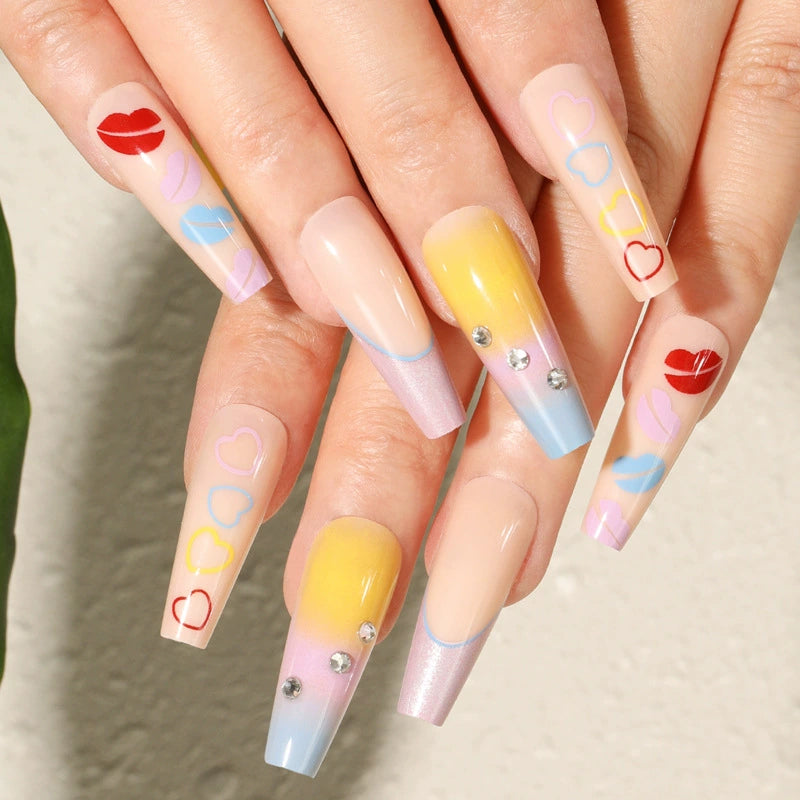 (Hand-made nail)美甲贴片nails穿戴甲长款欧美假指甲美甲贴片穿戴甲甲片成品