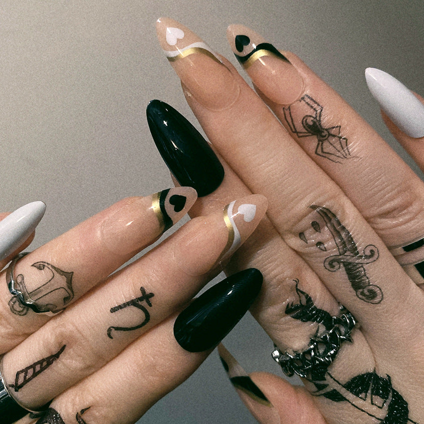 Fashion  nail Foreign Trade Style Elegant White Wear a European and American Ins Style Nail Sticker Fake Nails Wholesale W9