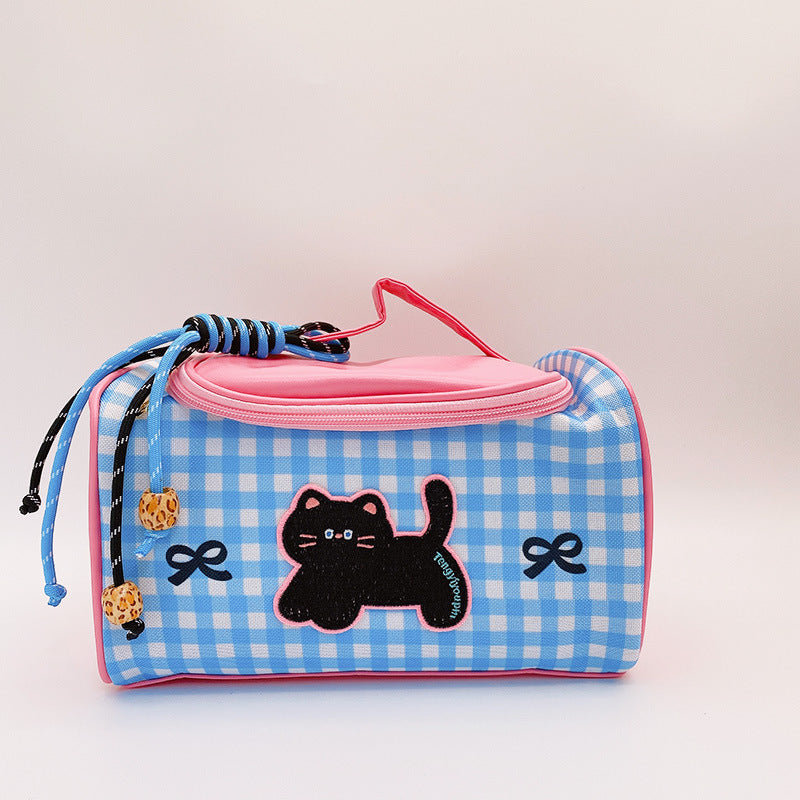 Dopamine Bag Free shipping Tattoo Peach Girl Polka Dot Plaid Dopamine Large Portable Cosmetic Bag Storage Bag Travel Bag HD9427A05
