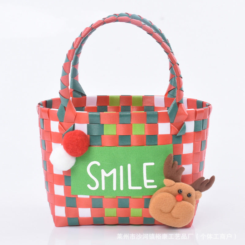Dopamine Bag Free shipping Tattoo Cartoon dopamine plastic woven bag, trendy macaron hand-woven vegetable basket bag, cute casual seaside beach bag