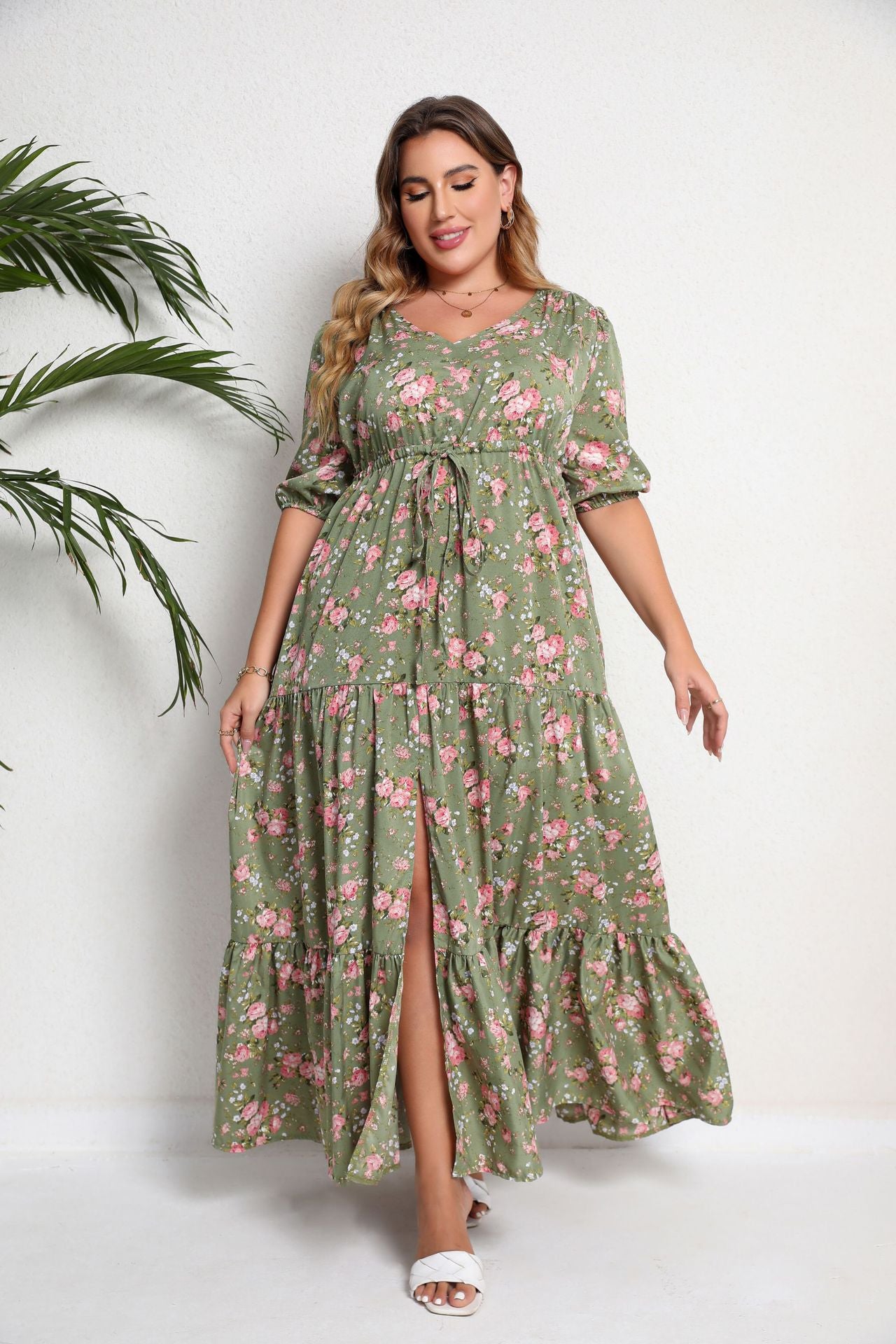 Fashion women's wear 2024 plus Size Women's Clothing Summer New Bohemian Print Loose Dress Sq0217