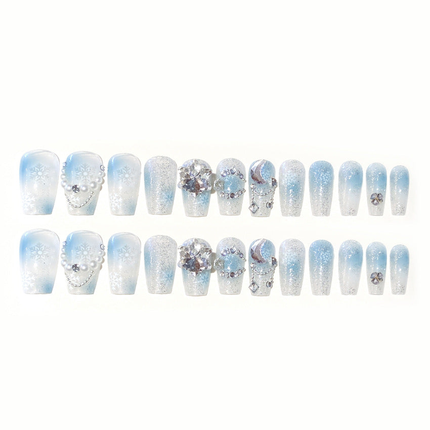 Fashion  nail Christmas New Year Snowflake Diamond Rhinestone Nail Stickers Nail Patch Removable Nail Tip Wear Finished Nail Beauty U16
