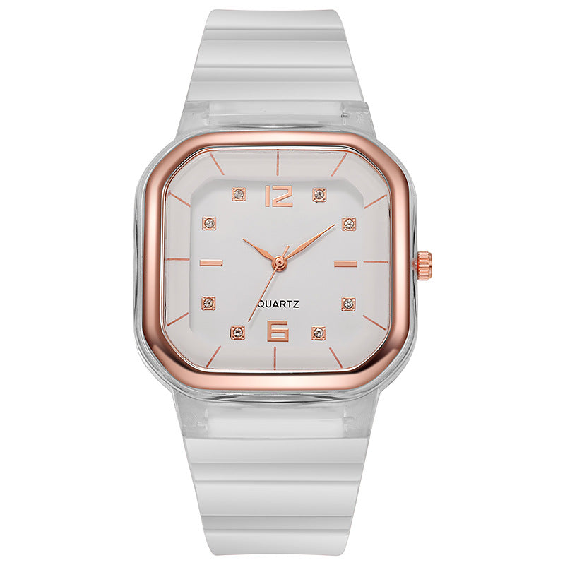 Fashion women's watchSpring and Summer Watch Women's Square Watch Student Children's Watch Silicone Diamond Fashion Wholesale Women's Watch