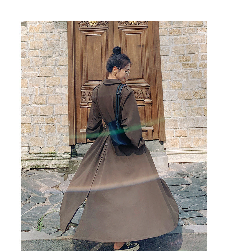 Fashion women's wear Real Shot Large Skirt Windbreaker Dress Women's Mid-Length 2024 Autumn and Winter Clothing New Waist Trimming Fashion Fashion Coat
