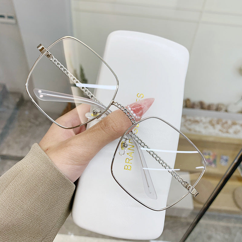 Women's fashion glasses 定制加工大框方框镂空镜腿太阳镜女大脸显瘦眼镜沙滩墨镜遮阳镜