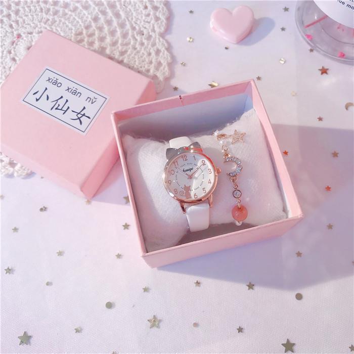 Fashion women's watchChildren's Watch Waterproof Drop-Resistant Girls Primary and Secondary School Students Korean Cute Girl Pointer Cartoon Quartz Watch
