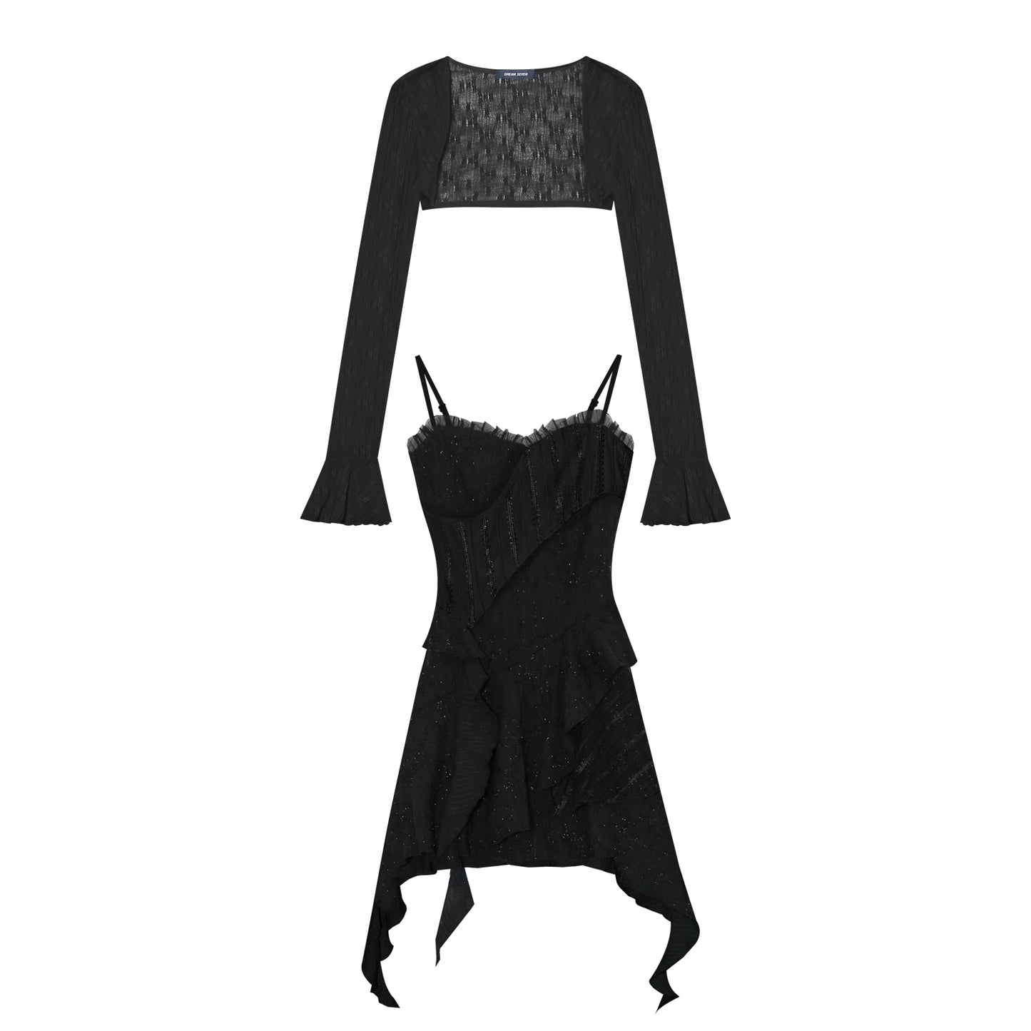 Fashion women's wear Dream Seven77 French Style Irregular Spaghetti-Strap Dress Women's Spring New Ruffled Design Short Skirt