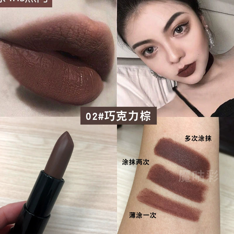 ins超火哥特欧美风口红哑光雾面深紫色黑紫色巧克力棕姨妈色口红唇膏