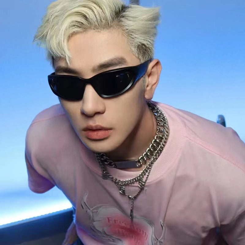 Women's fashion glasses 墨镜女夏高级感欧美复古科技感赛博朋克骑行运动男飞行员眼镜