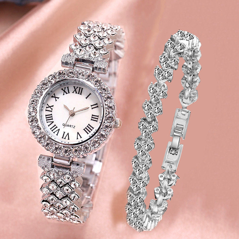 Fashion women's watchForeign Trade Popular Style Fashion Roman Pattern Diamond Women's Watch Women's Watch Quartz Watch Bracelet Women's Wrist Watch Factory in Stock