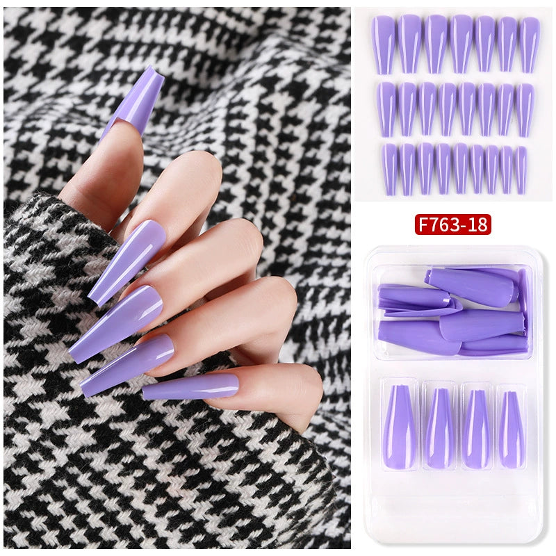 (Hand made nail) Nail patches for wearing ins long ballet nails, European and American nail patches, detachable 24 pieces for wearing finished nail patches