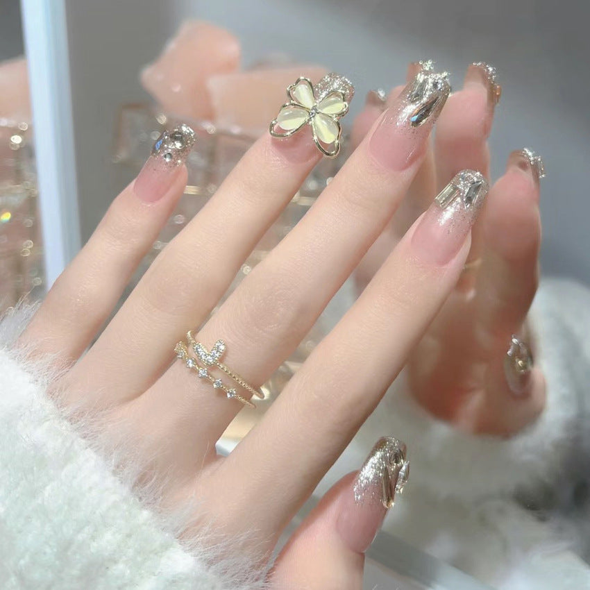 Fashion  nail New Manicure Wear Nail Advanced Pure Desire Wind Rhinestone Nail Patch Wear Nail Butterfly Nail Stickers Wholesale A40