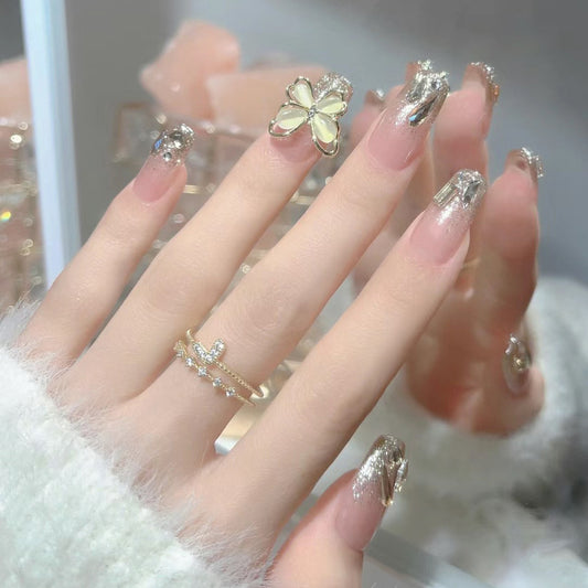 Fashion  nail New Manicure Wear Nail Advanced Pure Desire Wind Rhinestone Nail Patch Wear Nail Butterfly Nail Stickers Wholesale A40